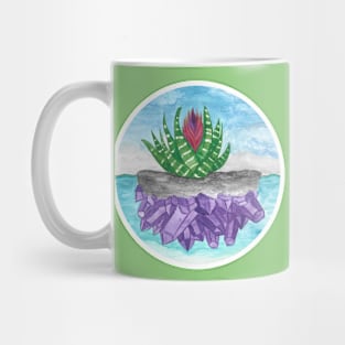 Purple Amethyst Crystal Island Tillandasia Air Plant in Ocean (Apparel Version) Mug